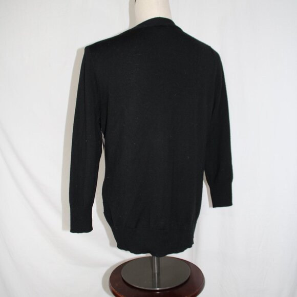 TALBOTS Women's V-Neck Large Black Argyle Preppy Academic Merino Wool Sweater - Picture 7 of 9